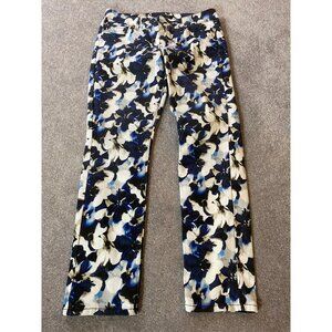 White House Black Market WHBM Floral Slim Ankle Pants Cotton Blend Size 10